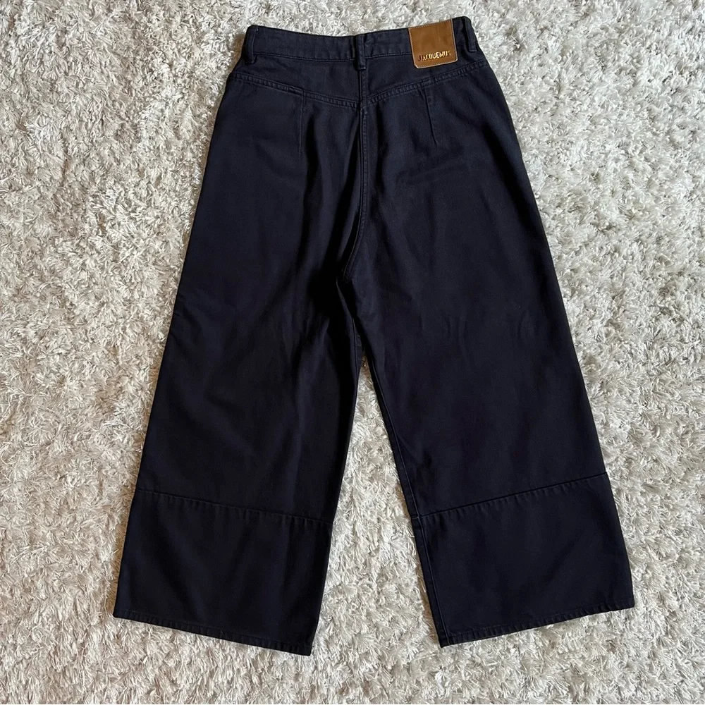 Jacquemus La Riviera Wide Leg Cropped Jeans in Black Size 27 - Picture 5 of 12